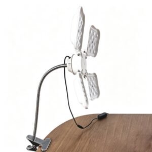DS-CZWJZSYC Four Leaf Clover Clip-on LED Grow Light | 40W/80W Foldable Full Spectrum Plant Fill Lamp for Desktop Potted Plants & Shelf Succulents